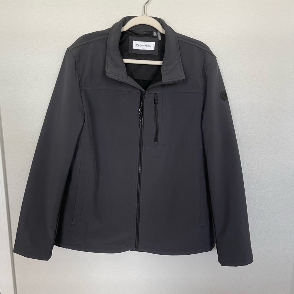 ❌SOLD❌Calvin Klein Windbreaker Water Resistant Zip Up Black Jacket Size XL - Picture 2 of 8